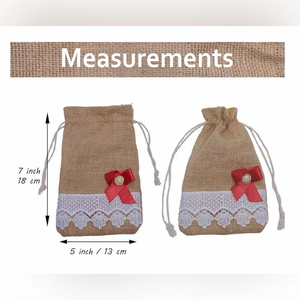KARELY 20Pcs Natural Jute Burlap Bags Gift Pouches with Drawstring w/ gift tags